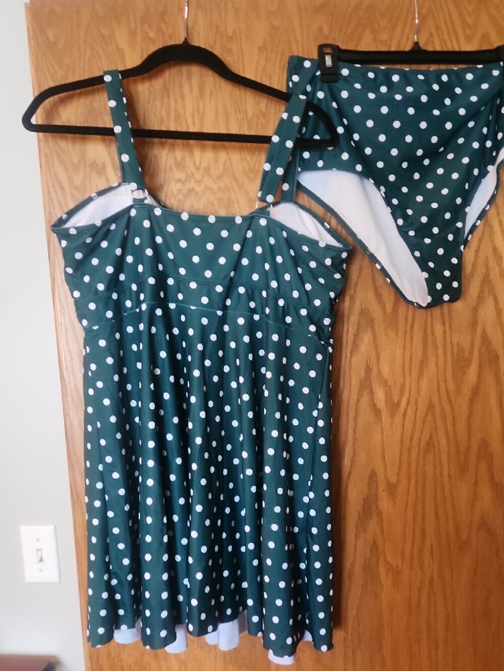BloomChic Green and White Polka Dot Swim Dress Set - Picture 2 of 6